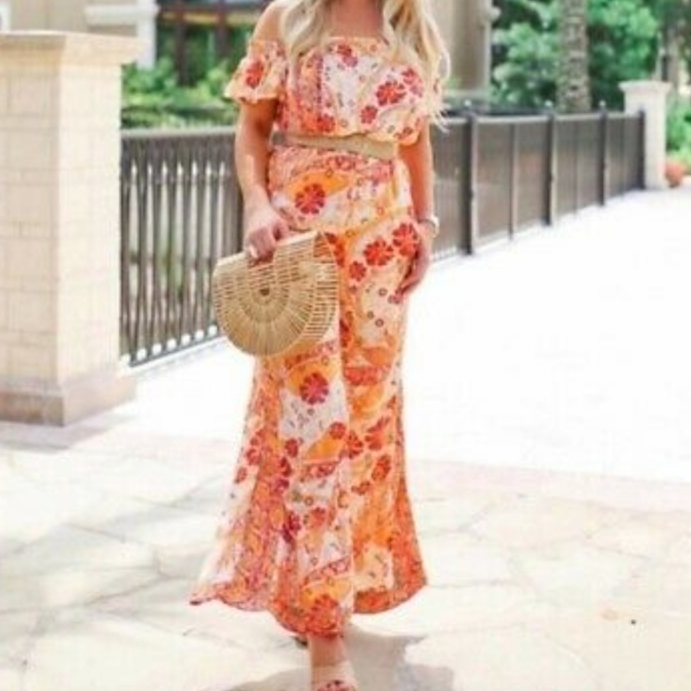 **HP** FREE PEOPLE Off The Shoulder Jumpsuit - Picture 2 of 14